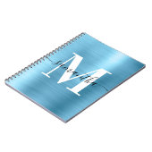 Zwart-wit Monogram Baby Blauwe Folie Notitieboek (Linkerzijde)