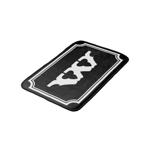zwart-wit monogram badmat (Gekanteld)