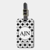 Zwart-wit monogram bagagelabel (Voorkant verticaal)
