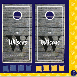 Zwart, wit, Monogram Barnwood Cornhole Set