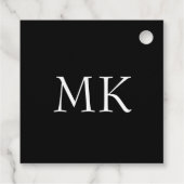 Zwart wit monogram bedankjes labels (Achterkant)