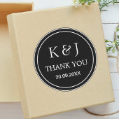Zwart & Wit Monogram Bedankt Trouwcadeau Ronde Sticker
