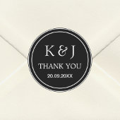 Zwart & Wit Monogram Bedankt Trouwcadeau Ronde Sticker