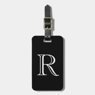 Zwart Wit Monogram Beginletters Aangepaste Naam Ca Bagagelabel