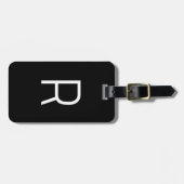 Zwart Wit Monogram Beginletters Geschenk Aangepast Bagagelabel (Voorkant horizontaal)