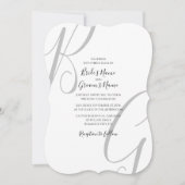 Zwart & Wit Monogram Beginletters Trouwfeest Kaart (Voorkant)