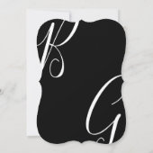 Zwart & Wit Monogram Beginletters Trouwfeest Kaart (Achterkant)