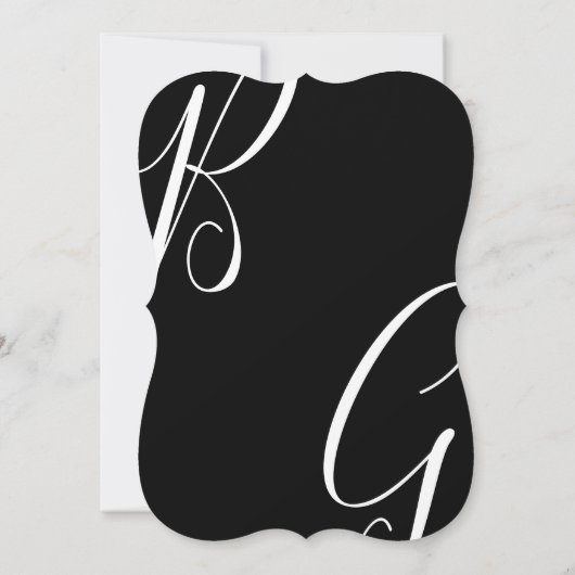 Zwart & Wit Monogram Beginletters Trouwfeest Kaart (Achterkant)