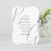 Zwart & Wit Monogram Beginletters Trouwfeest Kaart (Staand voorkant)