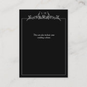 Zwart Wit Monogram Bloemen Rand Bruiloft Details Informatiekaartje (Achterkant)