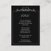 Zwart Wit Monogram Bloemen Rand Bruiloft Details Informatiekaartje (Voorkant)