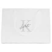 Zwart Wit Monogram Bruidsmeisje Voorstel Gift Bag Groot Cadeauzakje (Voorkant)