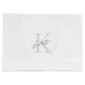 Zwart Wit Monogram Bruidsmeisje Voorstel Gift Bag Groot Cadeauzakje (Achterkant)