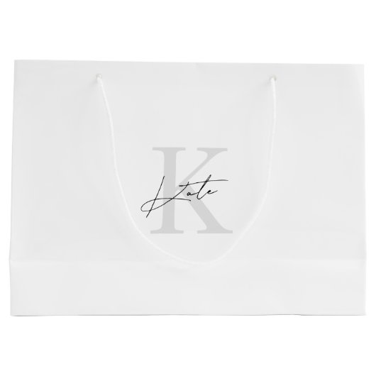 Zwart Wit Monogram Bruidsmeisje Voorstel Gift Bag Groot Cadeauzakje (Achterkant)