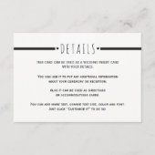 Zwart wit monogram bruiloft details insert kaart (Voorkant)