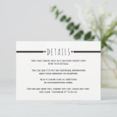Zwart wit monogram bruiloft details insert kaart (Staand voorkant)