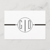 Zwart wit monogram bruiloft details insert kaart (Achterkant)