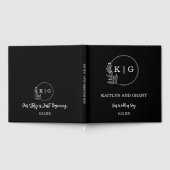 Zwart-wit monogram bruiloft gastenboek (Volledig)