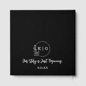 Zwart-wit monogram bruiloft gastenboek (Achterkant)