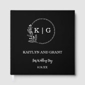 Zwart-wit monogram bruiloft gastenboek (Voorkant)