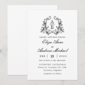  zwart-wit monogram bruiloft kaart (Voorkant / Achterkant)