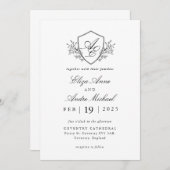  zwart-wit monogram bruiloft kaart (Voorkant / Achterkant)