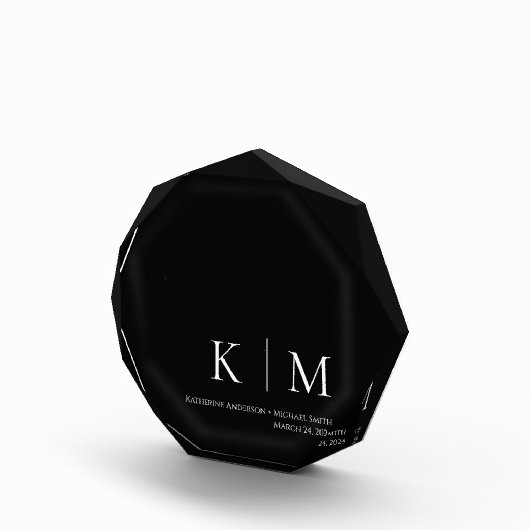 Zwart-wit-Monogram -Bruiloft Keepsake- Fotoblokken (Rechts)