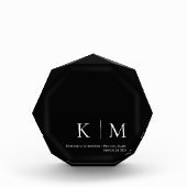 Zwart-wit-Monogram -Bruiloft Keepsake- Fotoblokken (Voorkant)