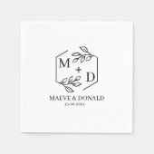 zwart-wit monogram bruiloft onderzetters servet (Voorkant)