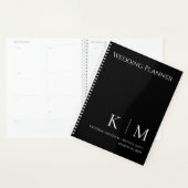Zwart-wit- Monogram-Bruiloft-Planner Planner (Display)
