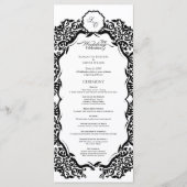 Zwart-wit monogram bruiloft programma programmakaart (Voorkant)