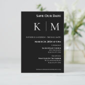 Zwart-wit-Monogram-Bruiloft- Save The Date (Staand voorkant)