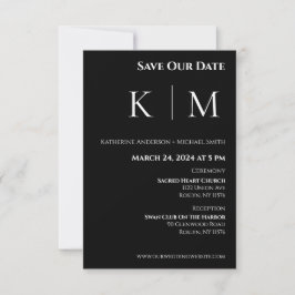 Zwart-wit-Monogram-Bruiloft- Save The Date