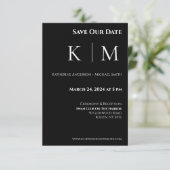 Zwart-wit-Monogram-Bruiloft- Save The Date (Staand voorkant)