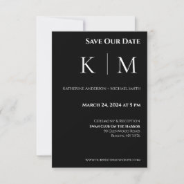 Zwart-wit-Monogram-Bruiloft- Save The Date
