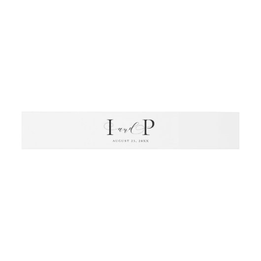 Zwart-wit monogram bruiloft uitnodigingen wikkel (Vlak)