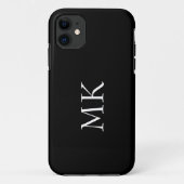 Zwart wit monogram Case-Mate iPhone case (Achterkant)