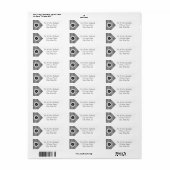 Zwart-wit monogram chevron etiket (Full Sheet)