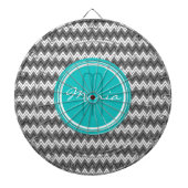 Zwart-wit Monogram Chevron geometrisch patroon Dartbord (Voorkant)