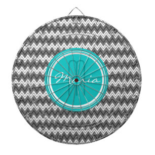 Zwart-wit Monogram Chevron geometrisch patroon Dartbord