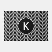 Zwart-wit monogram Chevron-patroon Deurmat (Voorkant)
