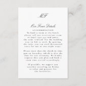 Zwart Wit Monogram Classic Wedding Details Info Informatiekaartje (Voorkant)