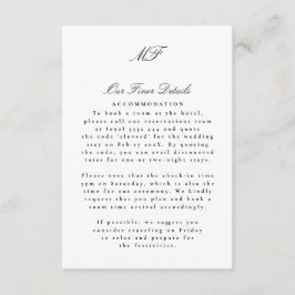 Zwart Wit Monogram Classic Wedding Details Info Informatiekaartje