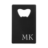 Zwart wit monogram creditkaart flessenopener (Voorkant)