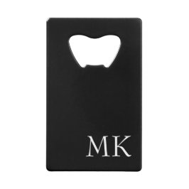 Zwart wit monogram creditkaart flessenopener