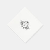 Zwart-wit Monogram Crest Custom Wedding Servet (Hoek)