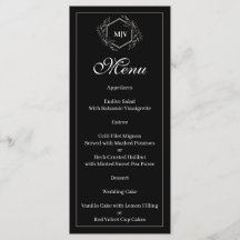 Zwart-wit monogram Crest Menu
