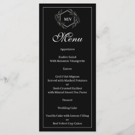 Zwart-wit monogram Crest Menu