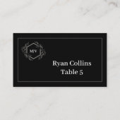 Zwart-wit Monogram Crest Place Kaarten Plaatskaartje (Achterkant)