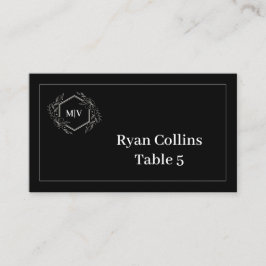 Zwart-wit Monogram Crest Place Kaarten Plaatskaartje